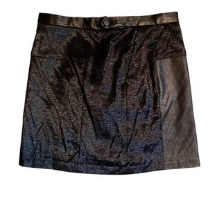 Rag & Bone Wool and Leather Black Mini Skirt Size 25